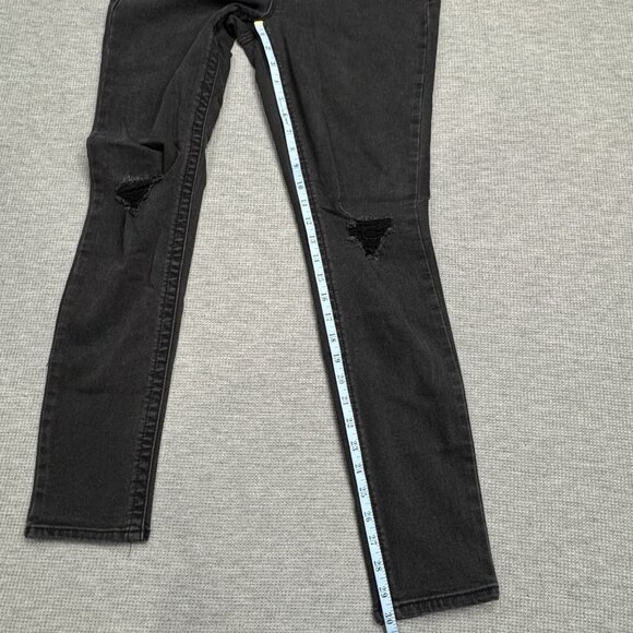 Seven7 Womens Black Distressed Denim Tummyless High Rise Skinny Jeans Size 10 - Picture 13 of 16
